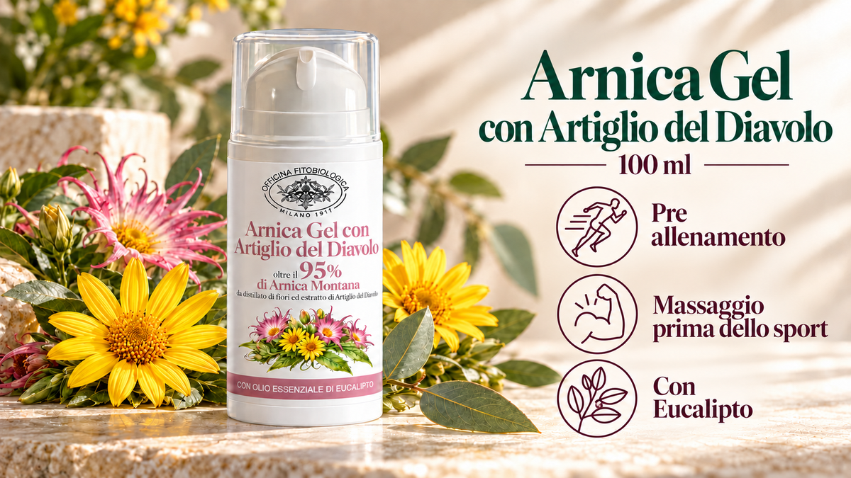 Arnica con Artiglio del Diavolo 100 ml: pre allenamento, massaggio prima dello sport, Eucalipto