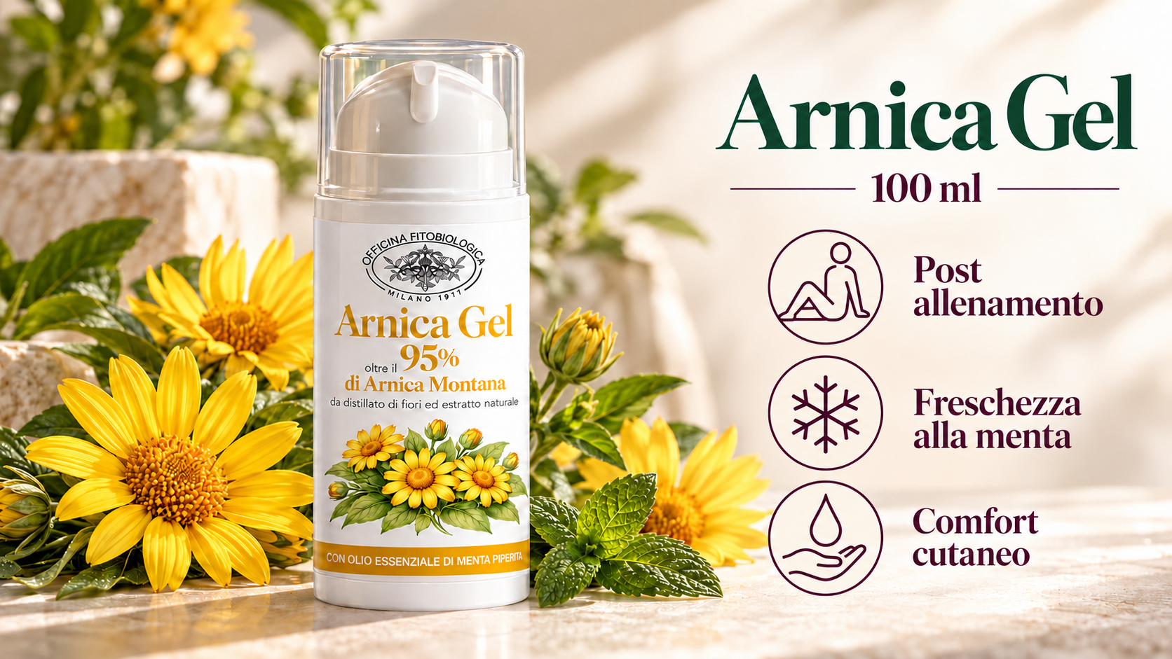 Arnica Gel 100 ml: post allenamento, freschezza alla menta, comfort cutaneo