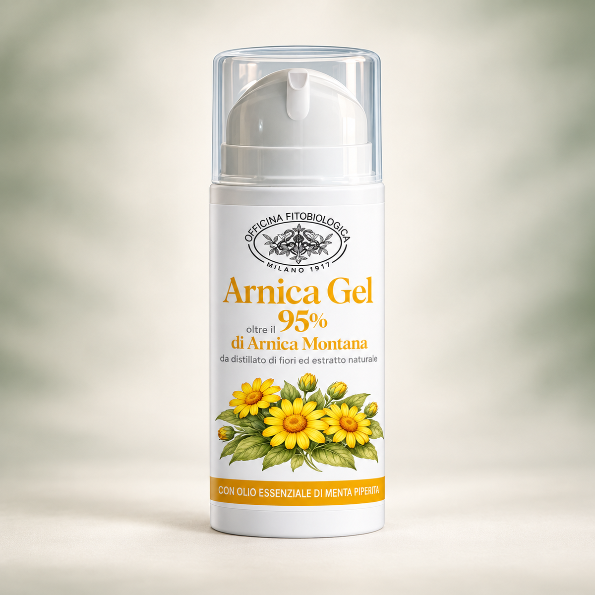 Arnica Gel Officina Fitobiologica – flacone su fondo avorio